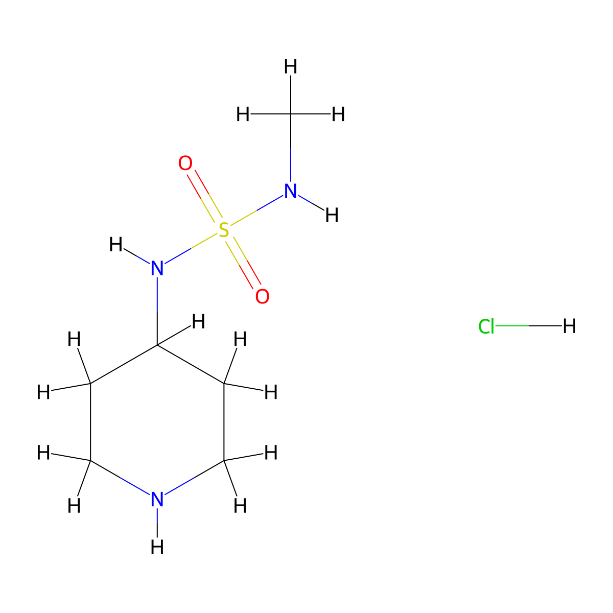 Methyl[(piperidin-4-yl)sulfamoyl]amine hydrochloride molecular structure, CAS 1788990-13-5