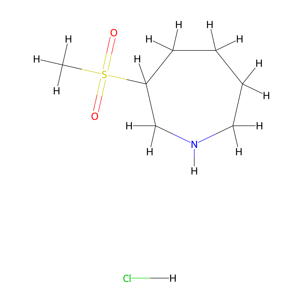 3-Methanesulfonylazepane hydrochloride molecular structure, CAS 1788990-57-7