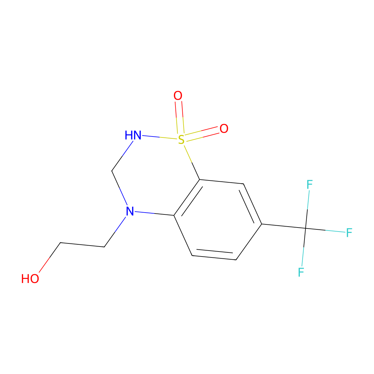 2,3-dihydro-7-(trifluoromethyl)-4H-1,2,4-benzothiadiazine-4-ethanol 1,1-dioxide molecular structure, CAS 1789-84-0
