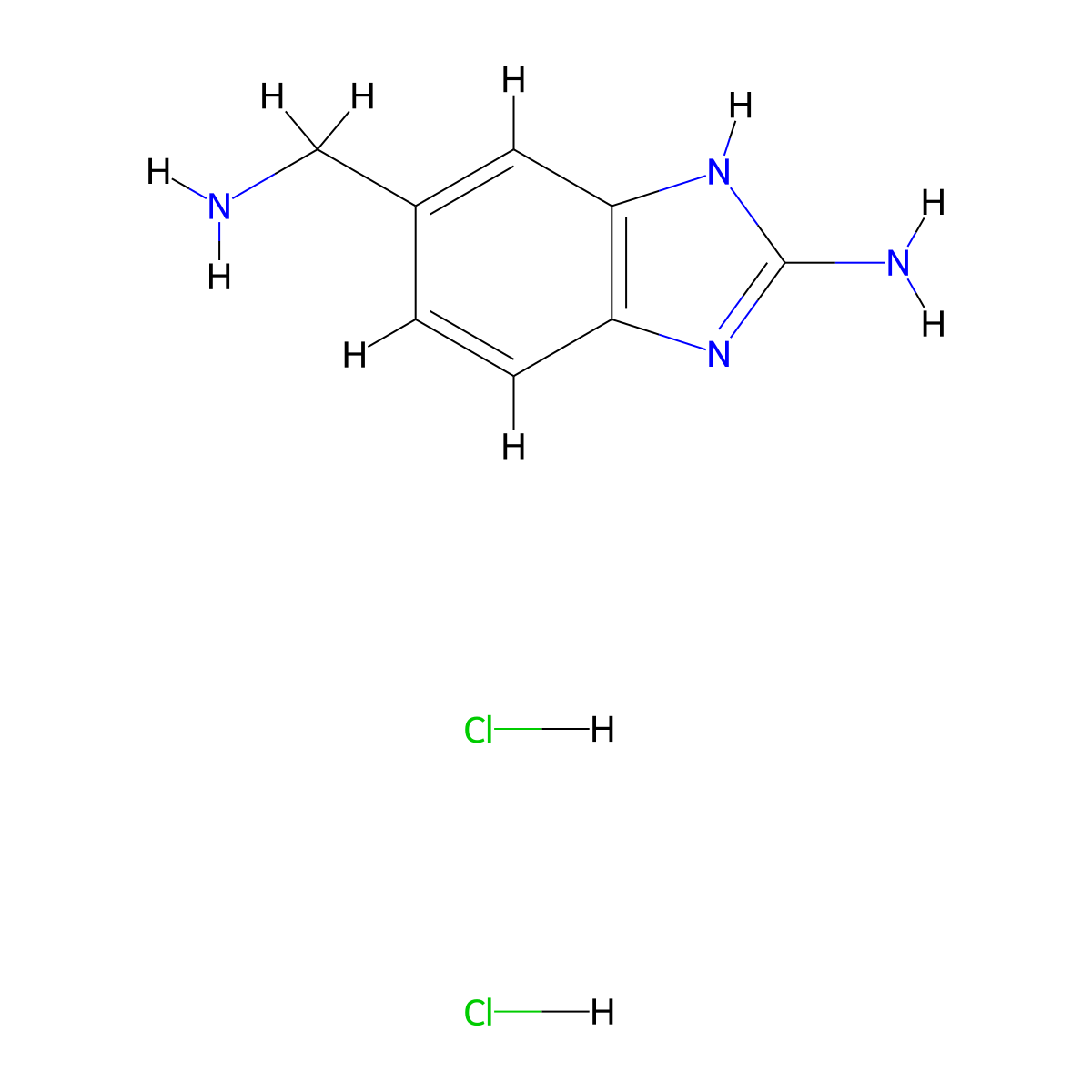 5-(aminomethyl)-1H-1,3-benzodiazol-2-amine dihydrochloride molecular structure, CAS 1789007-38-0
