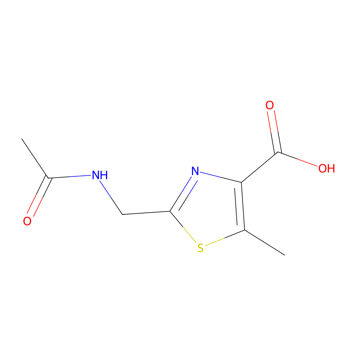 2-(Acetamidomethyl)-5-methyl-1,3-thiazole-4-carboxylic acid molecular structure, CAS 1789009-64-8