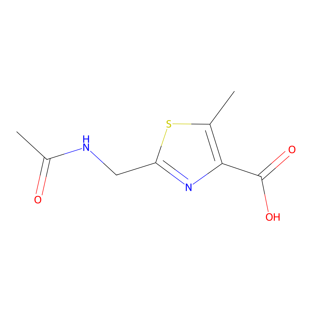 2-(Acetamidomethyl)-5-methyl-1,3-thiazole-4-carboxylic acid molecular structure, CAS 1789009-64-8