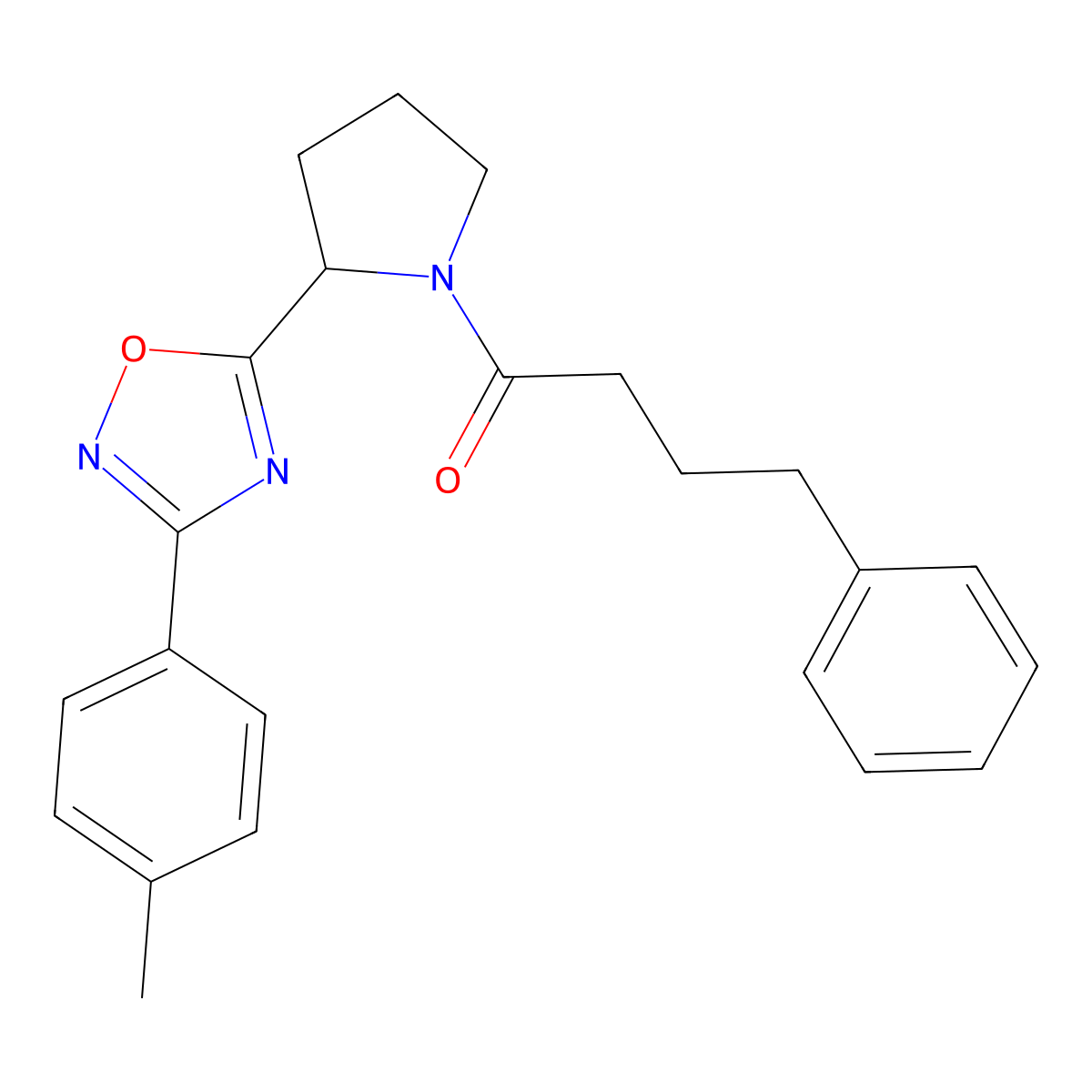 3-(4-Methylphenyl)-5-[1-(4-phenylbutanoyl)pyrrolidin-2-yl]-1,2,4-oxadiazole molecular structure, CAS 1789050-87-8