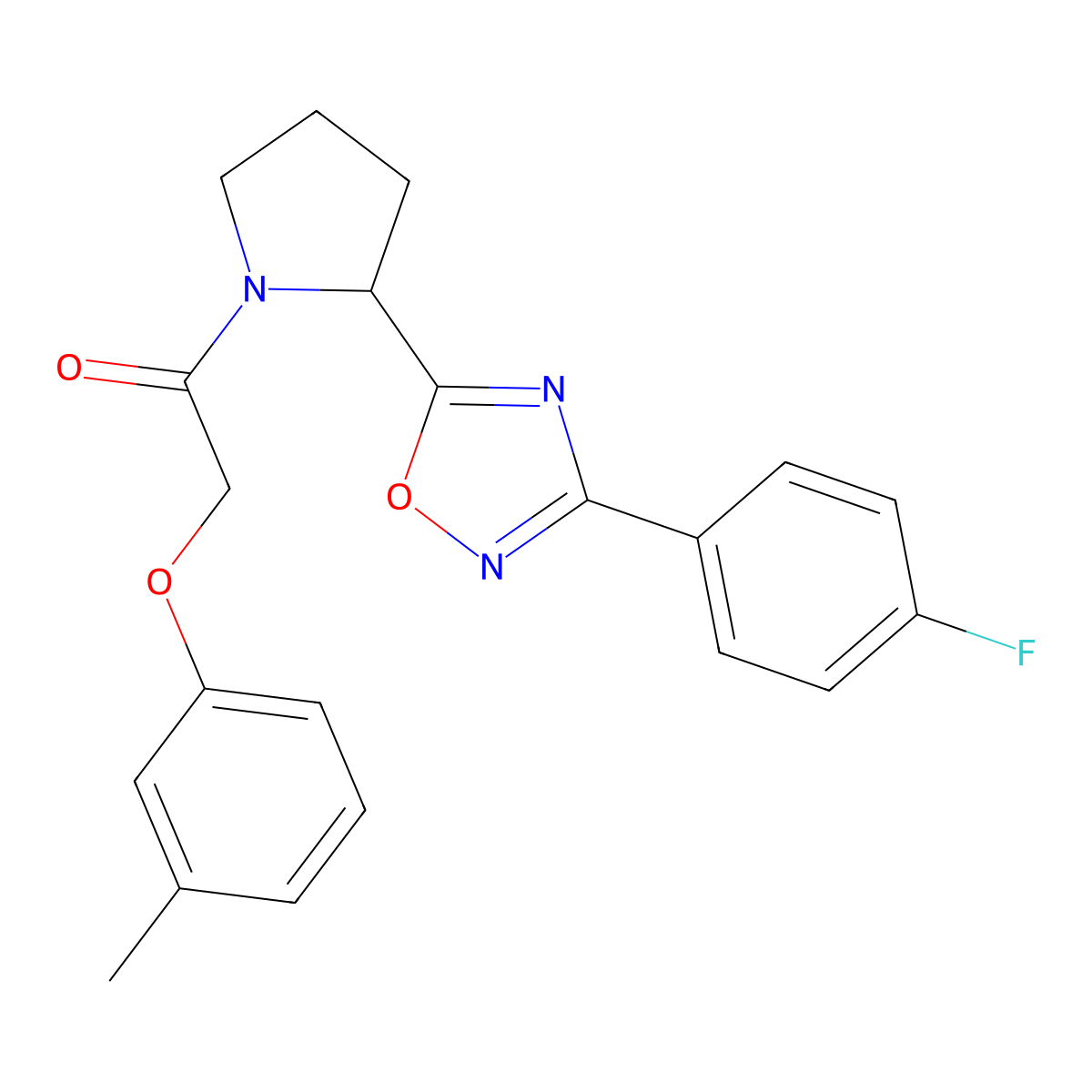 3-(4-Fluorophenyl)-5-{1-[(3-methylphenoxy)acetyl]pyrrolidin-2-yl}-1,2,4-oxadiazole molecular structure, CAS 1789050-93-6