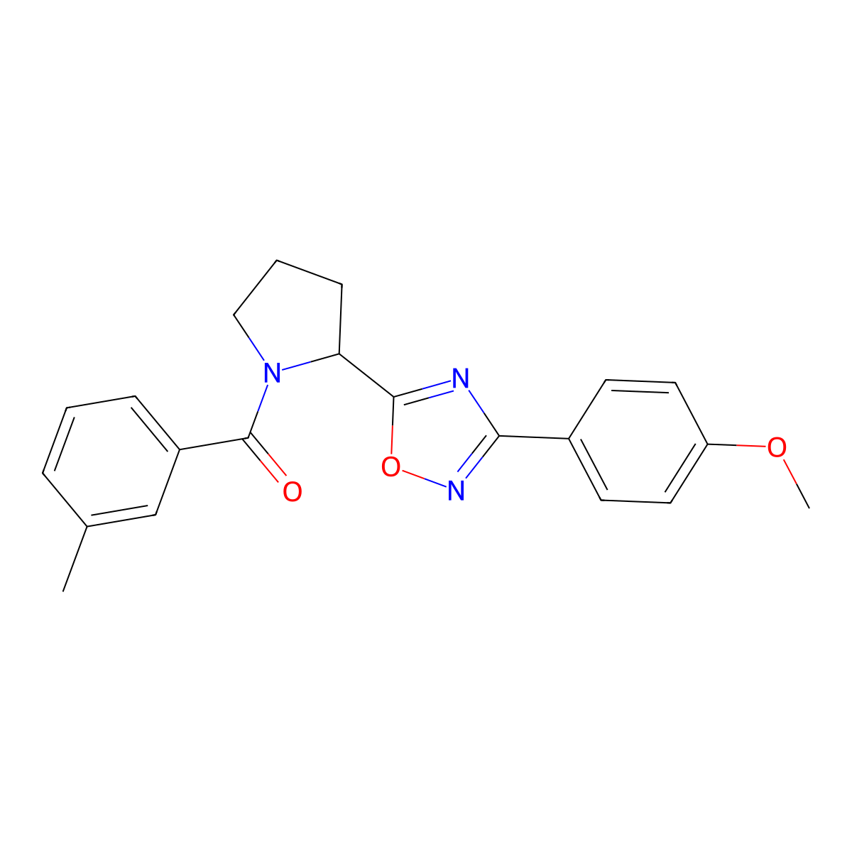 3-(4-Methoxyphenyl)-5-[1-(3-methylbenzoyl)pyrrolidin-2-yl]-1,2,4-oxadiazole molecular structure, CAS 1789050-96-9
