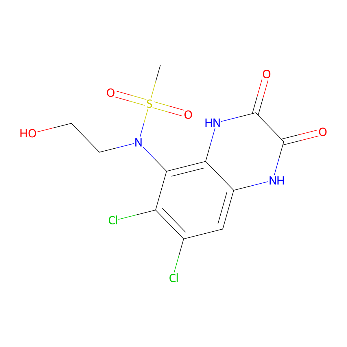 N-(6,7-dichloro-2,3-dioxo-1,4-dihydroquinoxalin-5-yl)-N-(2-hydroxyethyl)methanesulfonamide molecular structure, CAS 178908-09-3