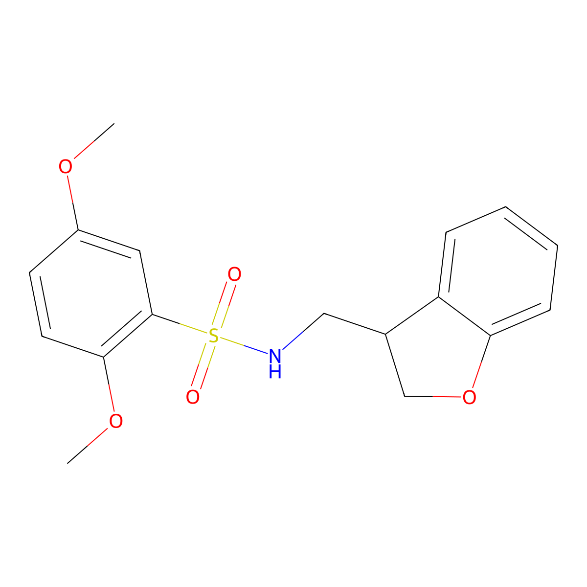 N-[(2,3-dihydro-1-benzofuran-3-yl)methyl]-2,5-dimethoxybenzene-1-sulfonamide molecular structure, CAS 1789160-44-6