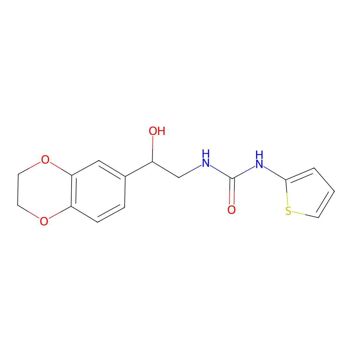 1-(2-(2,3-Dihydrobenzo[b][1,4]dioxin-6-yl)-2-hydroxyethyl)-3-(thiophen-2-yl)urea molecular structure, CAS 1789180-66-0