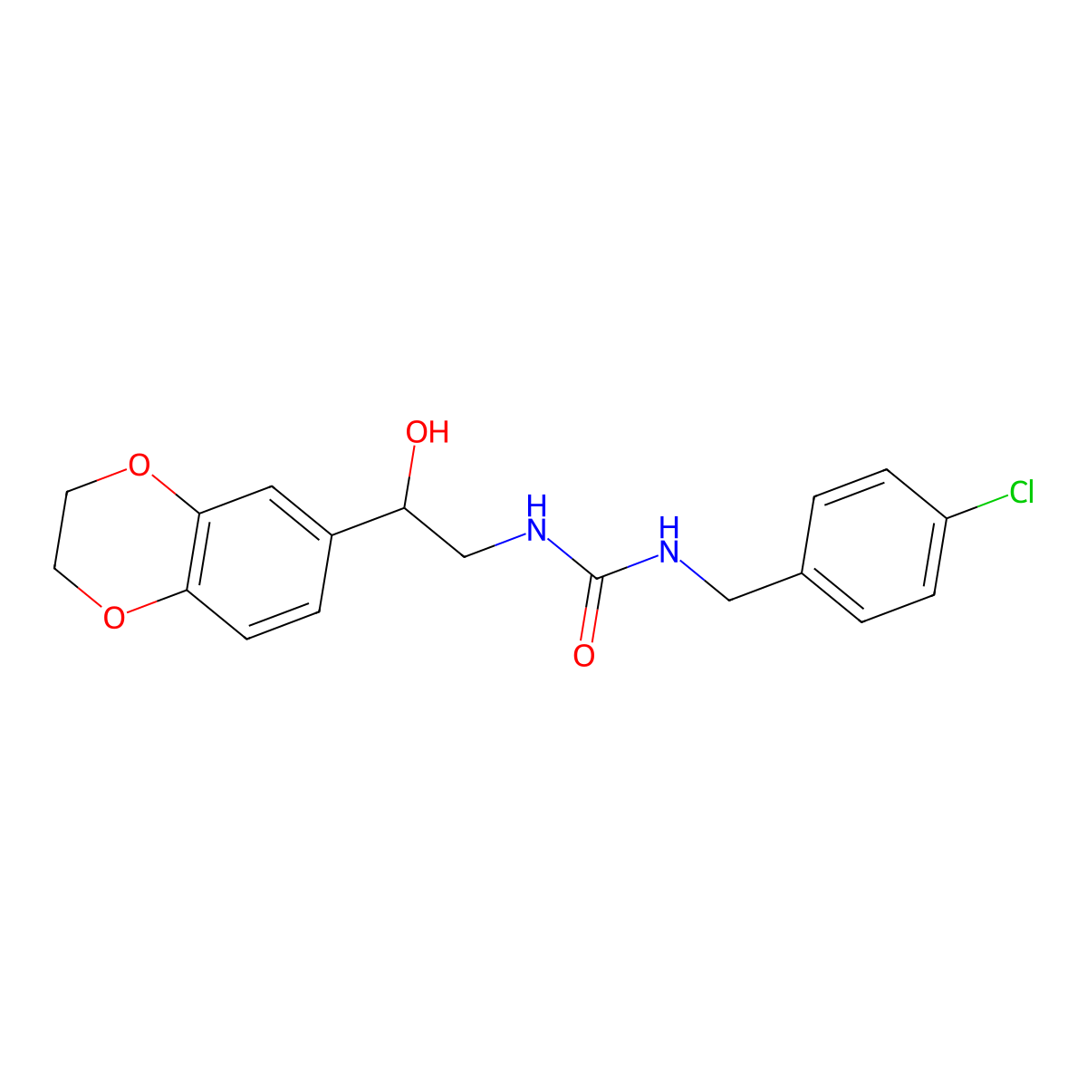1-(4-Chlorobenzyl)-3-(2-(2,3-dihydrobenzo[b][1,4]dioxin-6-yl)-2-hydroxyethyl)urea molecular structure, CAS 1789182-26-8