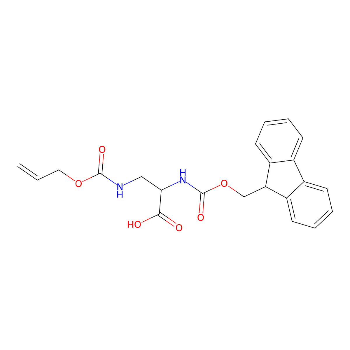 (R)-2-((((9H-Fluoren-9-yl)methoxy)carbonyl)amino)-3-(((allyloxy)carbonyl)amino)propanoic acid molecular structure, CAS 178924-05-5