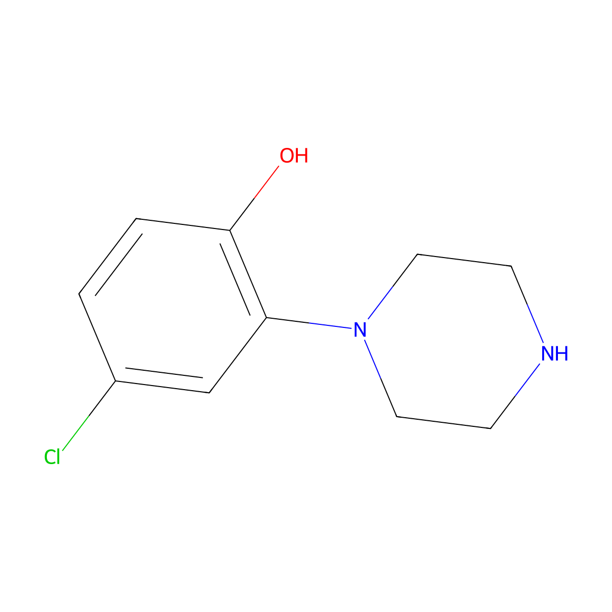 4-Chloro-2-(1-piperazinyl)phenol molecular structure, CAS 178928-59-1