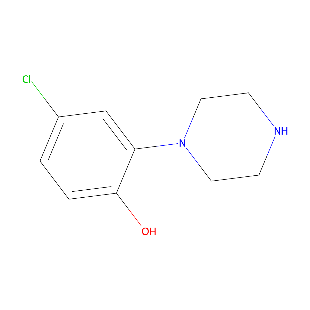 4-Chloro-2-(1-piperazinyl)phenol molecular structure, CAS 178928-59-1