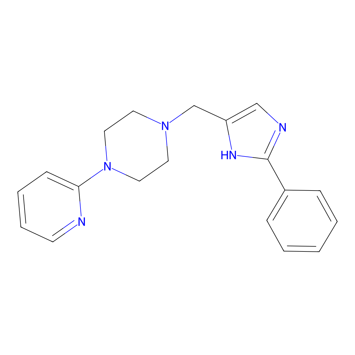 1-(2-Phenyl-3H-imidazol-4-ylmethyl)-4-pyridin-2-yl-piperazine molecular structure, CAS 178928-69-3