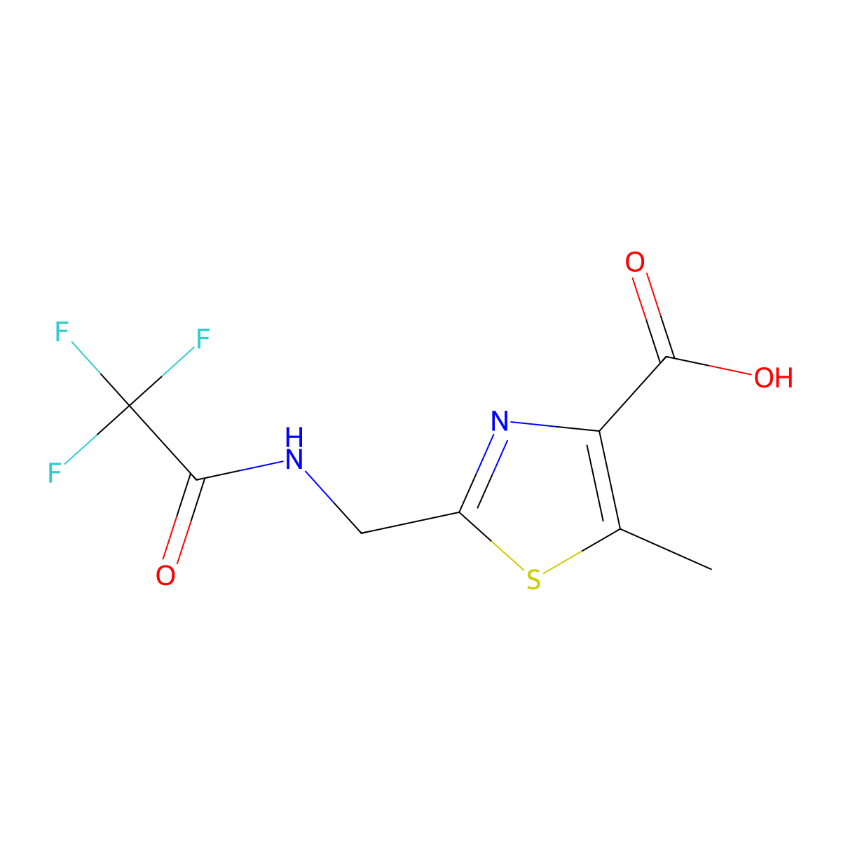 5-Methyl-2-[(trifluoroacetamido)methyl]-1,3-thiazole-4-carboxylic acid molecular structure, CAS 1789290-96-5