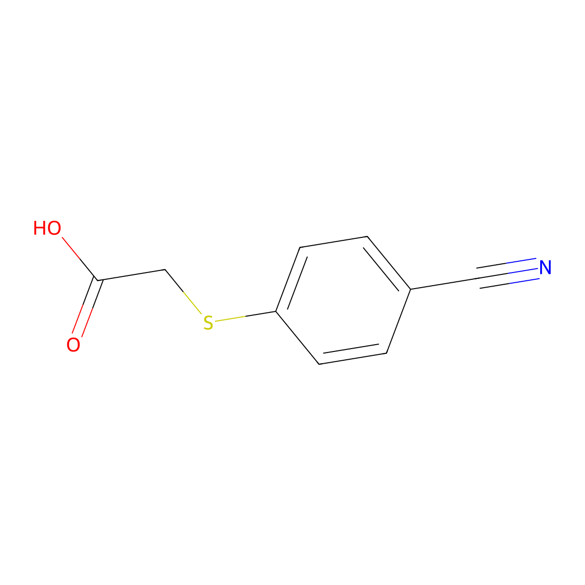 2-[(4-Cyanophenyl)sulfanyl]acetic acid molecular structure, CAS 17893-44-6