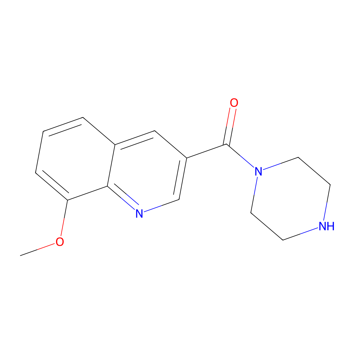 (8-Methoxyquinolin-3-yl)(piperazin-1-yl)methanone molecular structure, CAS 1789310-39-9