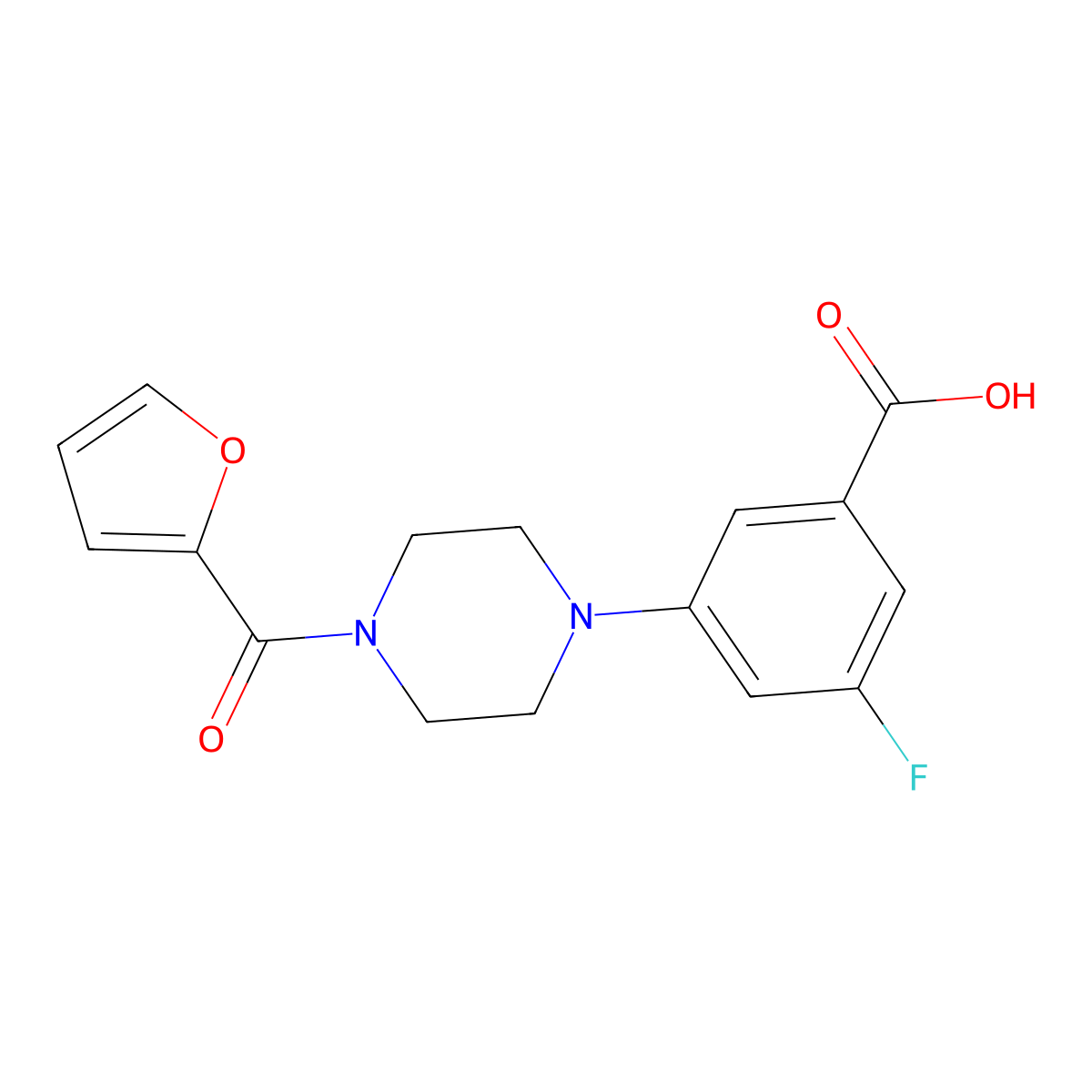 3-Fluoro-5-{4-[(furan-2-yl)carbonyl]piperazin-1-yl}benzoic acid molecular structure, CAS 1789448-14-1