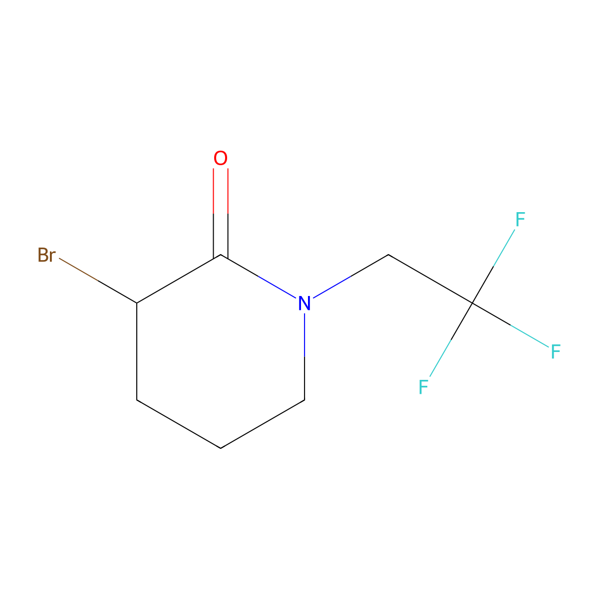 3-Bromo-1-(2,2,2-trifluoroethyl)piperidin-2-one molecular structure, CAS 178946-36-6