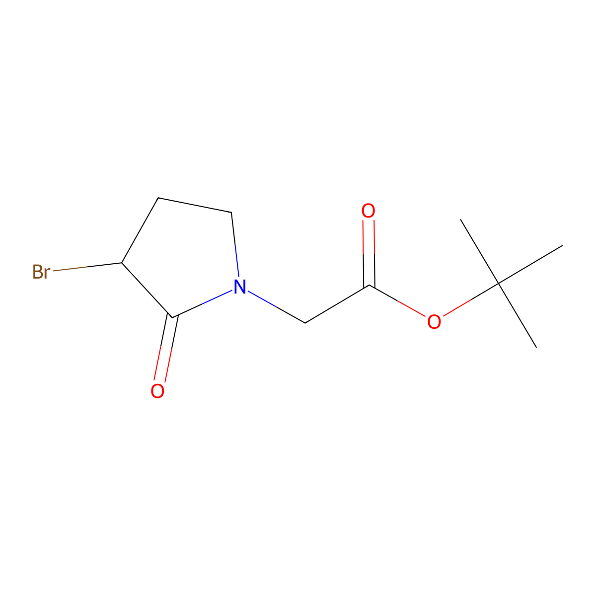 Tert-butyl 2-(3-bromo-2-oxopyrrolidin-1-yl)acetate molecular structure, CAS 178946-66-2