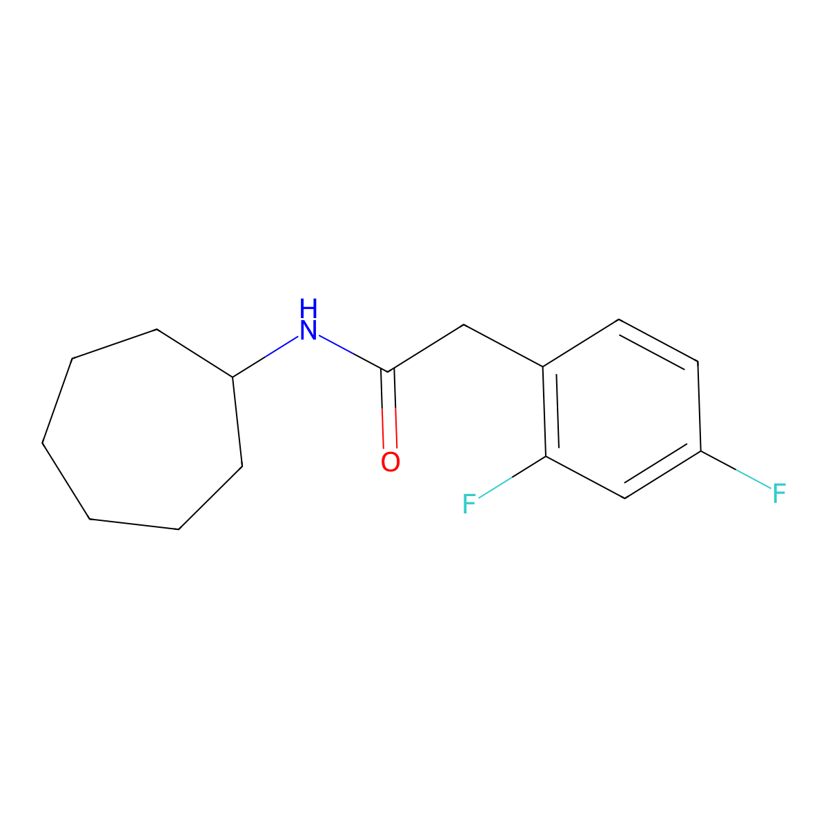N-Cycloheptyl-2,4-difluorobenzeneacetamide molecular structure, CAS 1789486-83-4