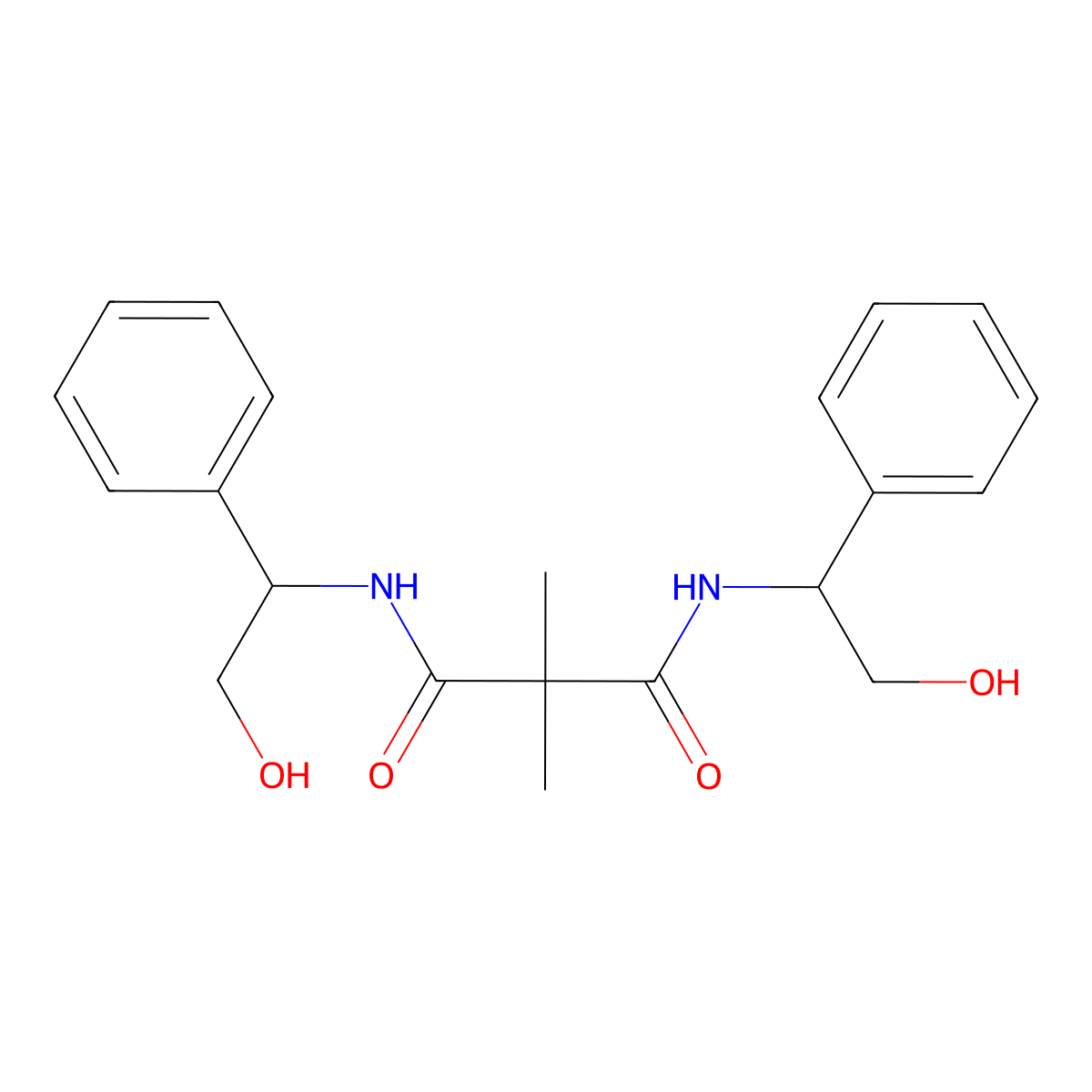 N1,N3-bis((R)-2-hydroxy-1-phenylethyl)-2,2-dimethylmalonamide molecular structure, CAS 178958-49-1