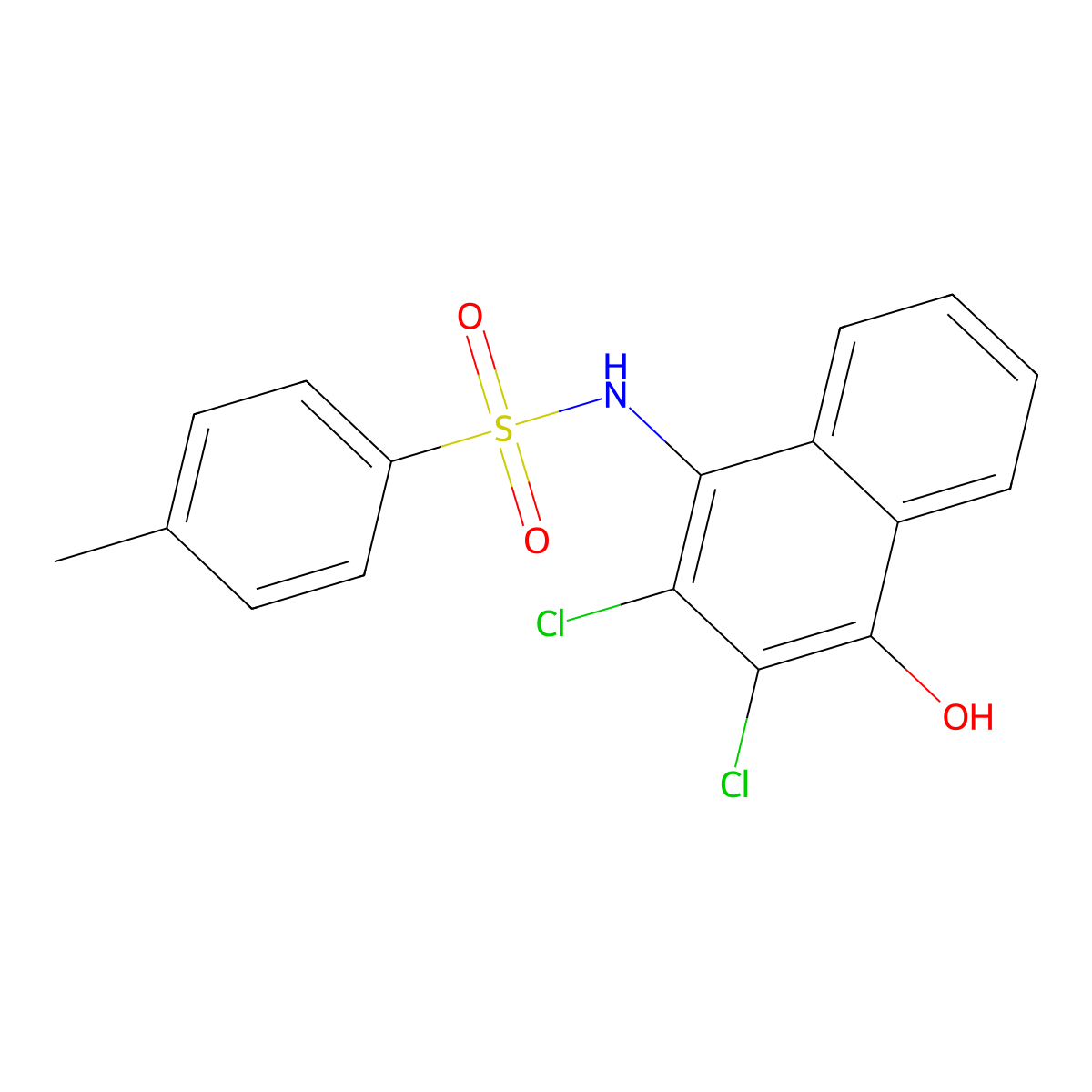 N-(2,3-dichloro-4-hydroxynaphthalen-1-yl)-4-methylbenzenesulfonamide molecular structure, CAS 178970-84-8