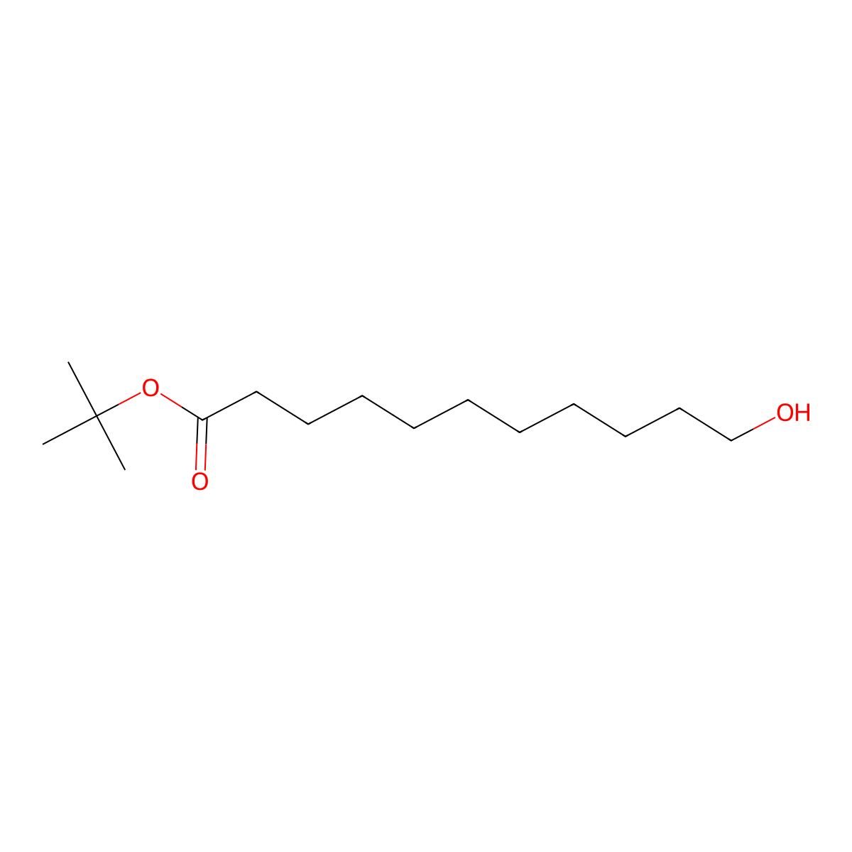 Tert-butyl 11-hydroxyundecanoate molecular structure, CAS 1789702-18-6