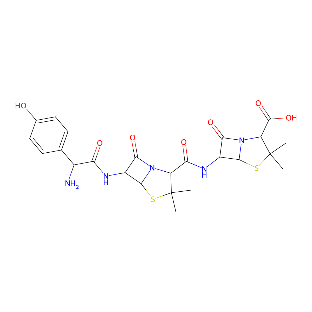 N-(Penicillan-6-yl) amoxicillinamide molecular structure, CAS 1789703-32-7