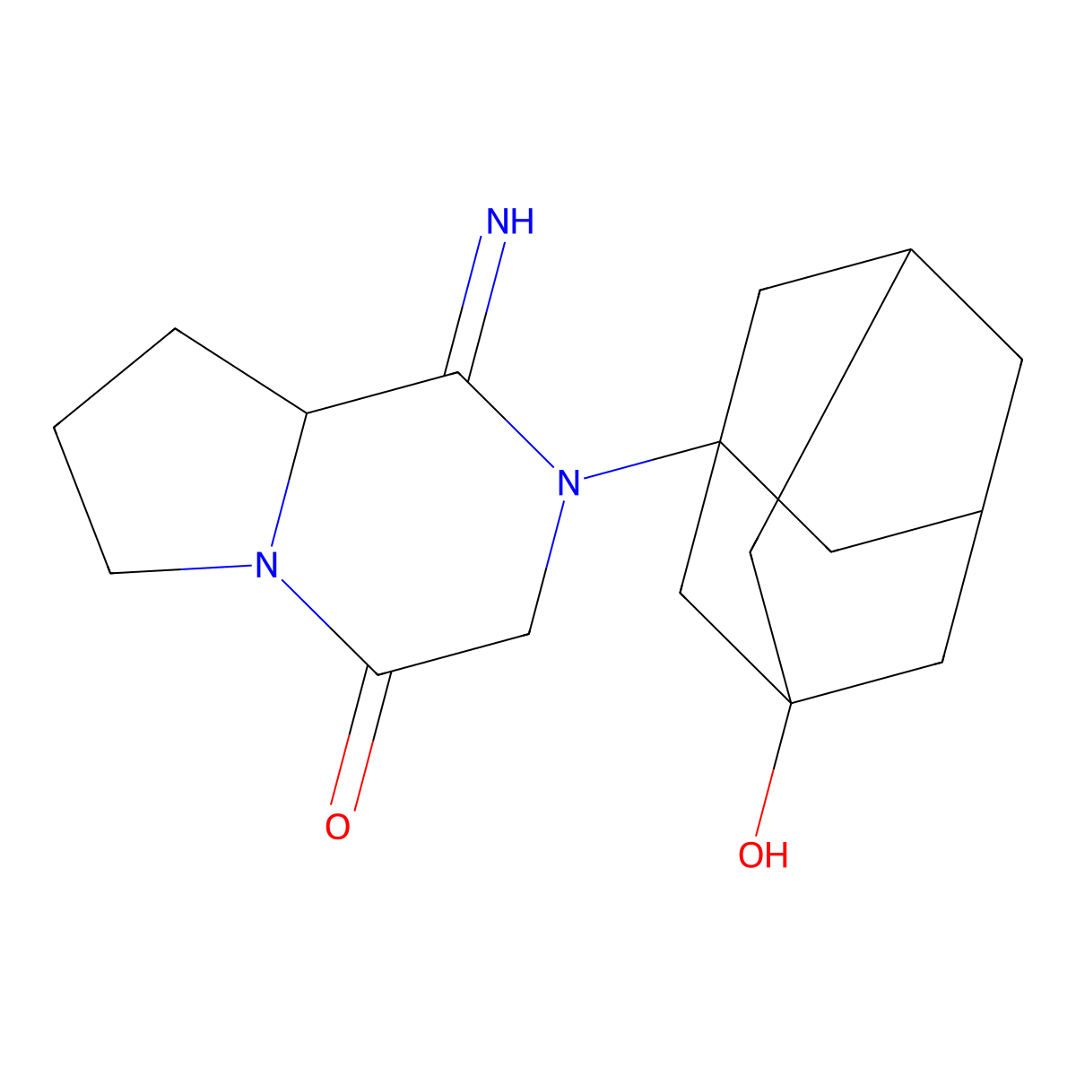 Hexahydro-2-(3-hydroxytricyclo(3.3.1.13,7)dec-1-yl)-1-iminopyrrolo(1,2-a)pyrazin-4(1H)-one molecular structure, CAS 1789703-37-2