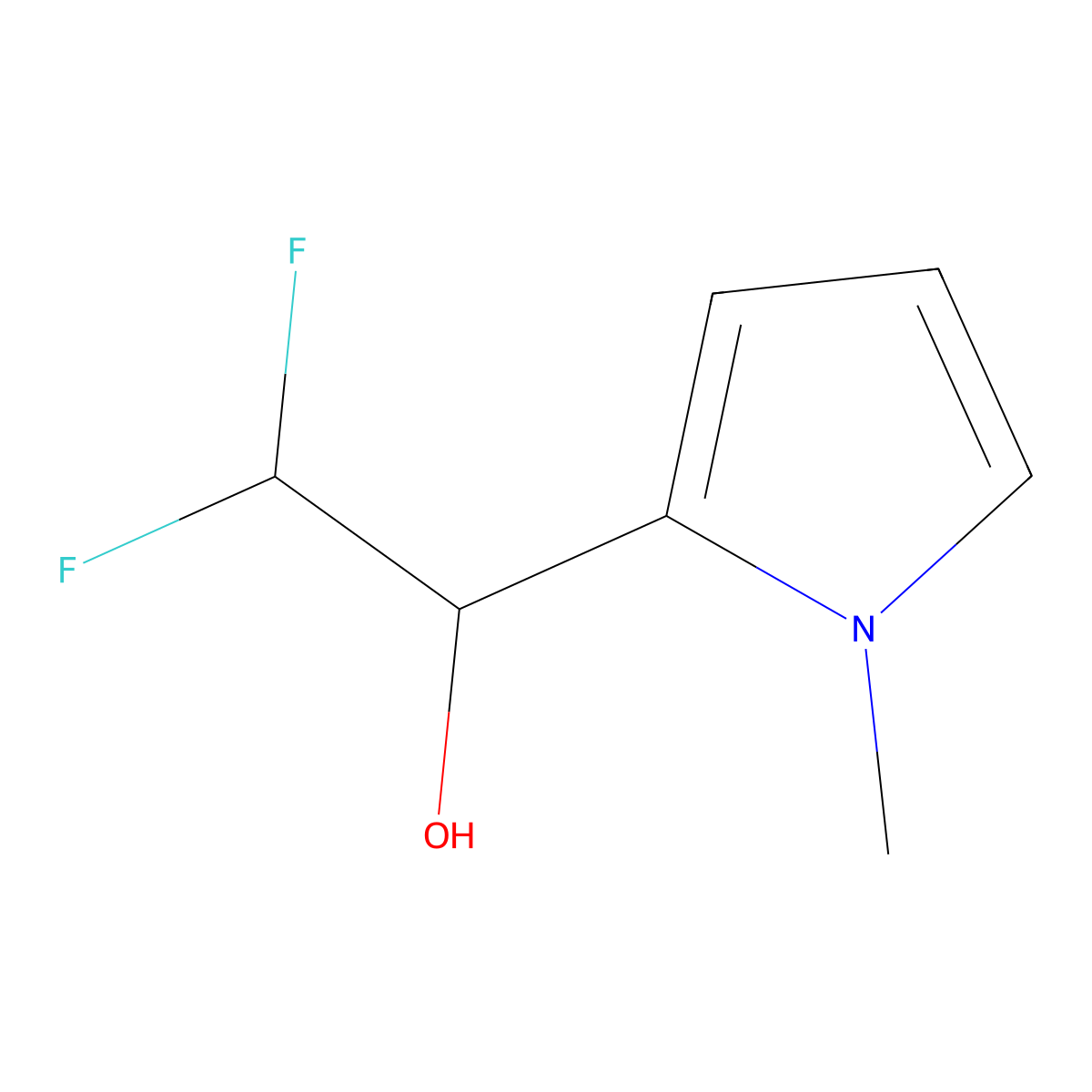 2,2-difluoro-1-(1-methyl-1H-pyrrol-2-yl)ethan-1-ol molecular structure, CAS 1789721-30-7