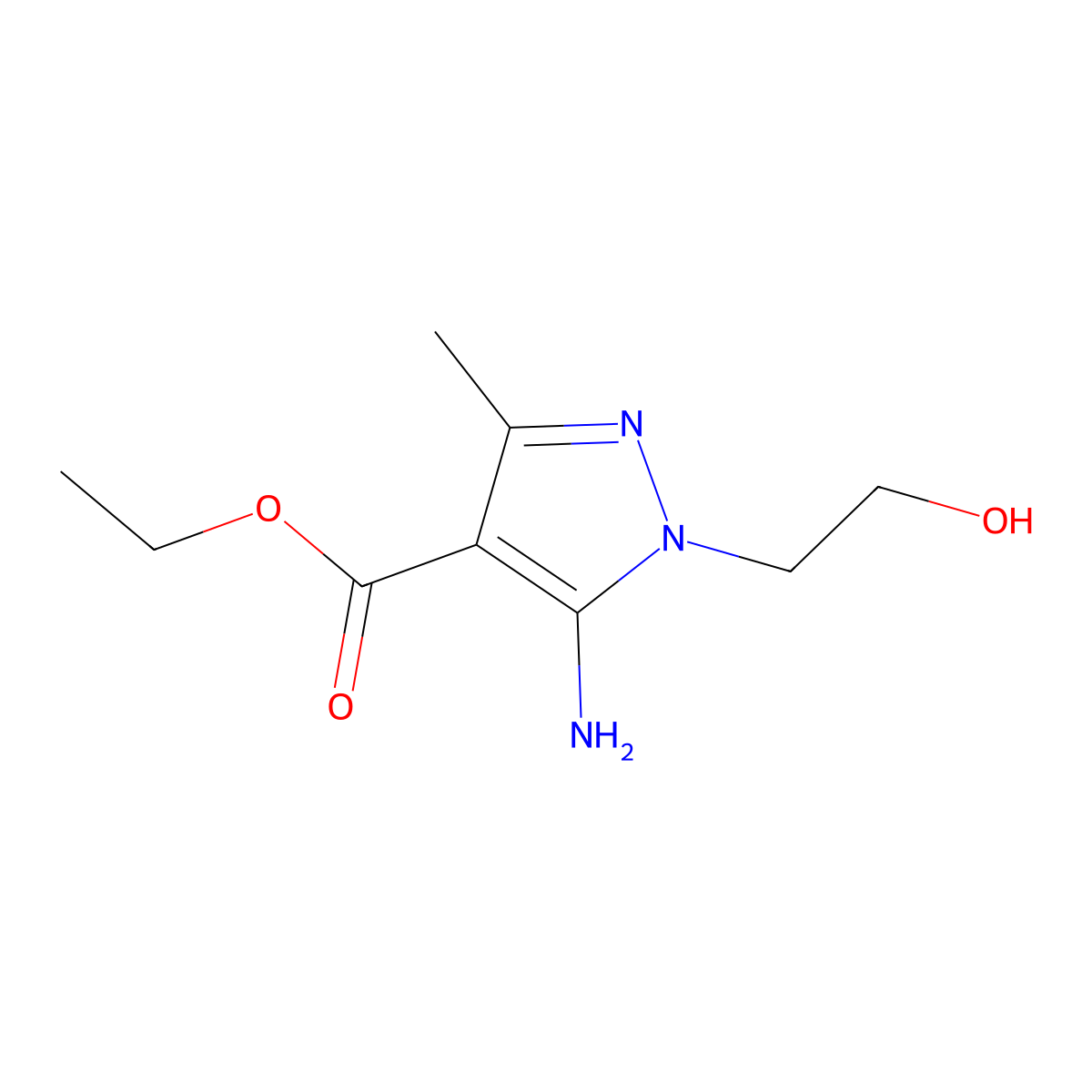 ethyl 5-amino-1-(2-hydroxyethyl)-3-methyl-1H-pyrazole-4-carboxylate molecular structure, CAS 1789723-06-3