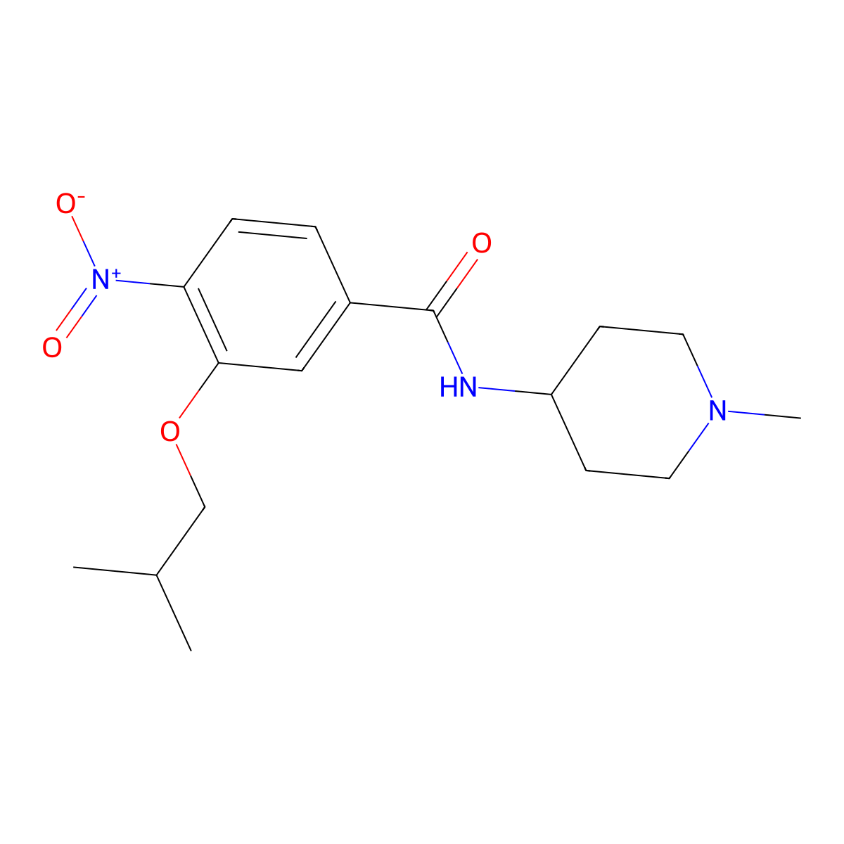 N-(1-methylpiperidin-4-yl)-3-(2-methylpropoxy)-4-nitrobenzamide molecular structure, CAS 1789731-00-5