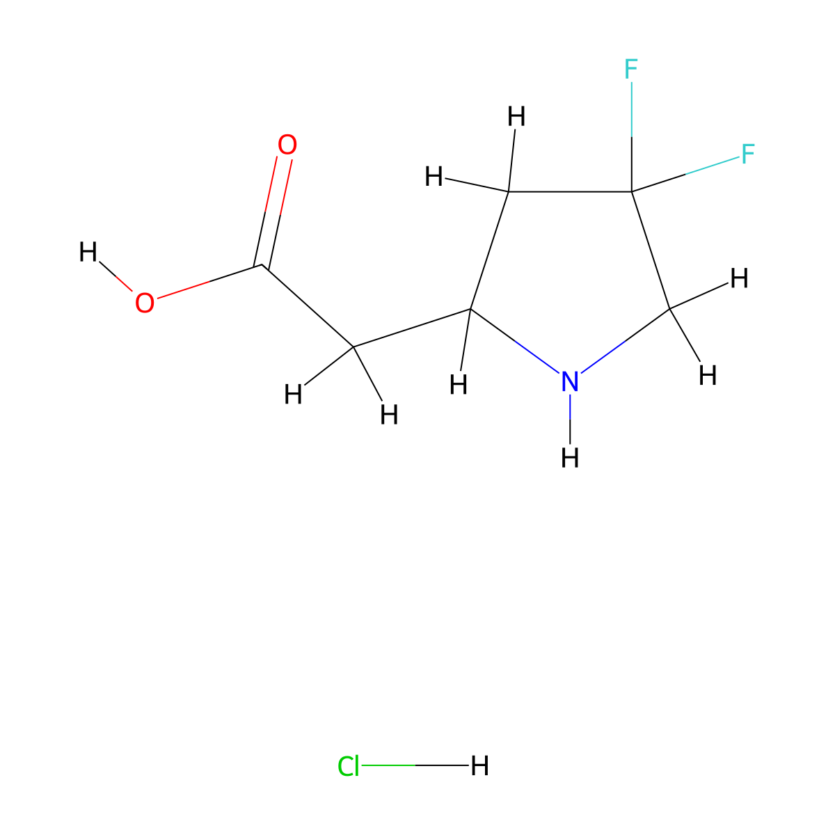 2-(4,4-Difluoropyrrolidin-2-yl)acetic acid hydrochloride molecular structure, CAS 1789766-46-6
