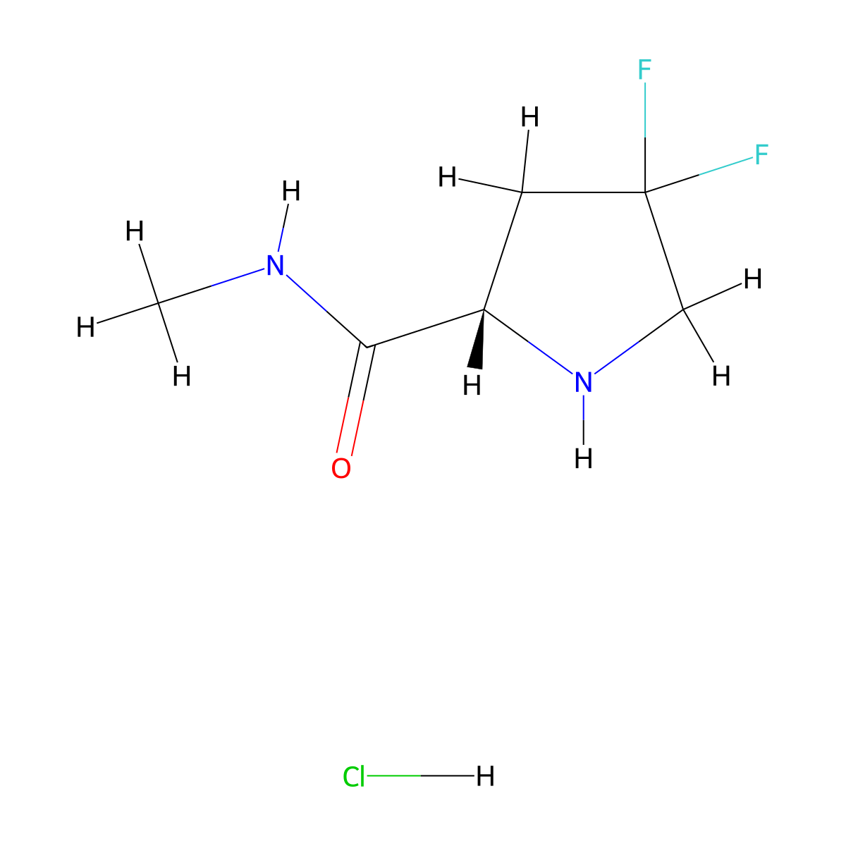(2S)-4,4-difluoro-N-methylpyrrolidine-2-carboxamide hydrochloride molecular structure, CAS 1789767-01-6