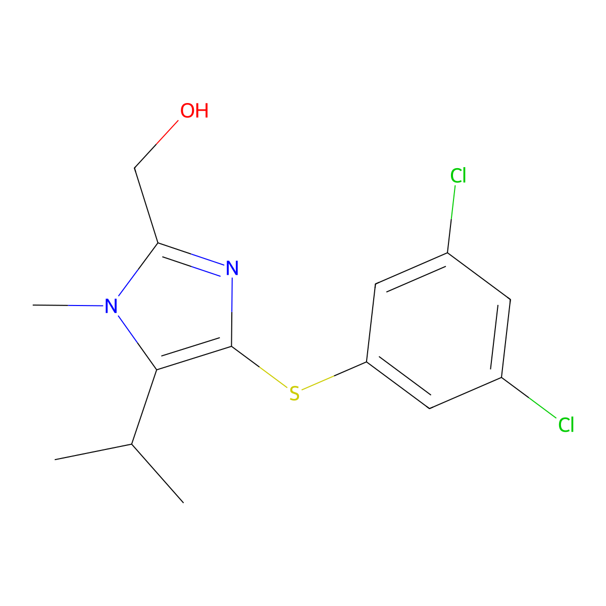 [4-(3,5-Dichlorophenyl)sulfanyl-5-isopropyl-1-methyl-imidazol-2-yl]methanol molecular structure, CAS 178979-29-8