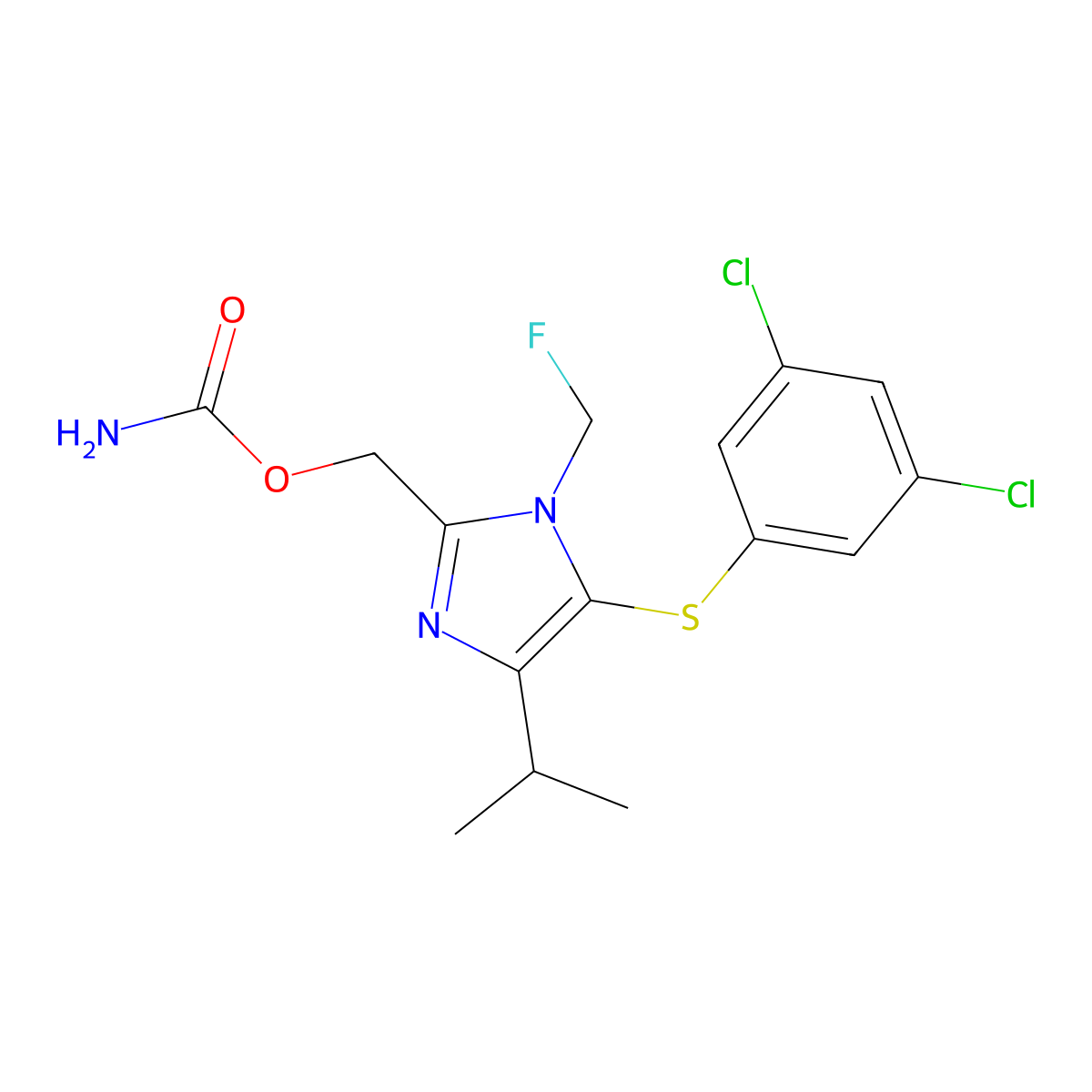 Carbamic acid 5-(3,5-dichlorophenylsulfanyl)-1-fluoromethyl-4-isopropyl-1H-imidazol-2-ylmethyl ester molecular structure, CAS 178979-46-9