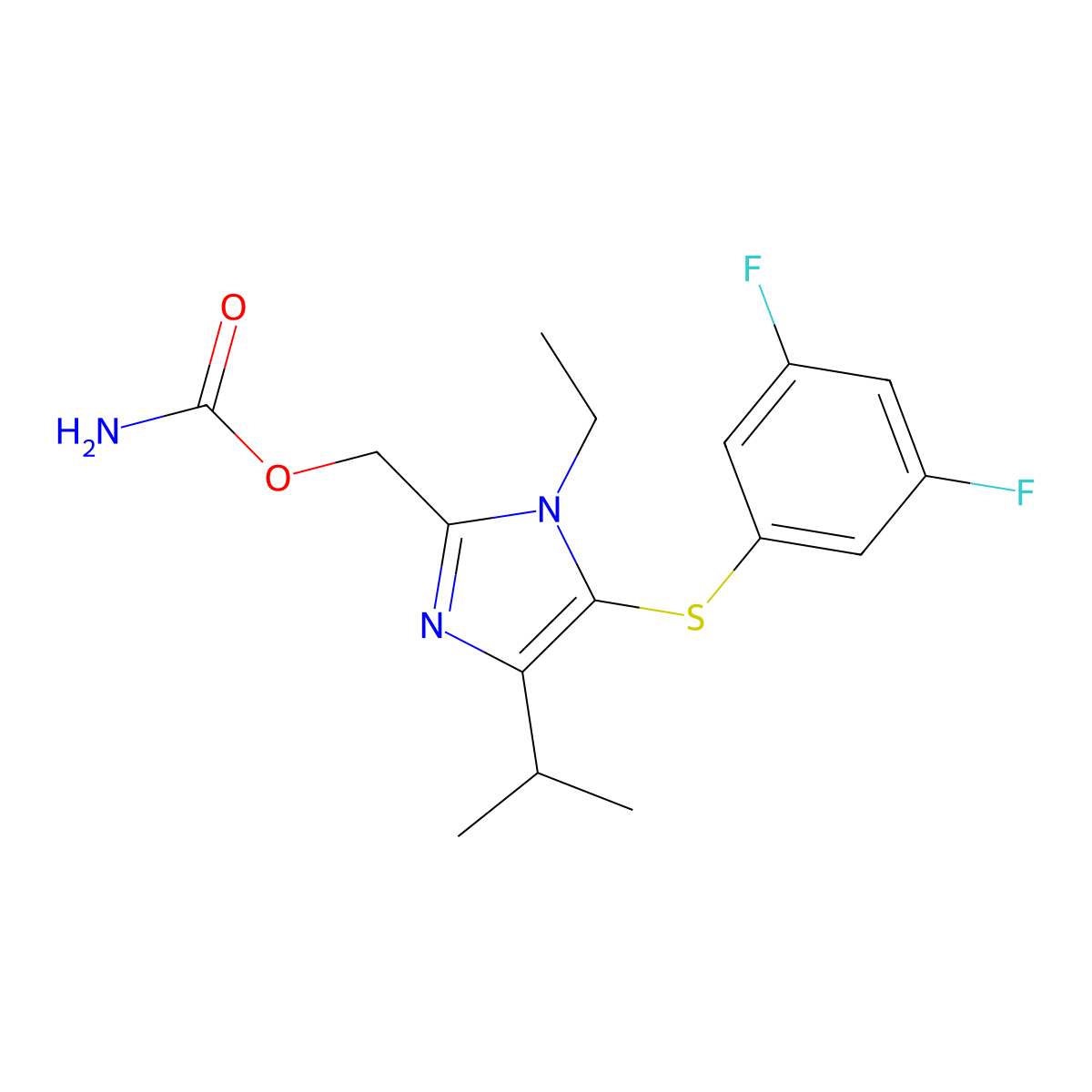 2-Carbamoyloxymethyl-1-ethyl-5-(3,5-difluorophenylthio)-4-isopropyl-1H-imidazole molecular structure, CAS 178979-48-1