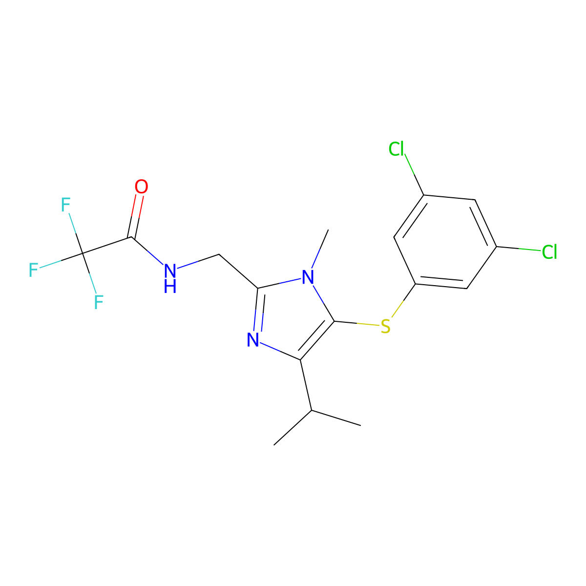 Acetamide, N-((5-((3,5-dichlorophenyl)thio)-1-methyl-4-(1-methylethyl)-1H-imidazol-2-yl)methyl)-2,2,2-trifluoro- molecular structure, CAS 178981-81-2