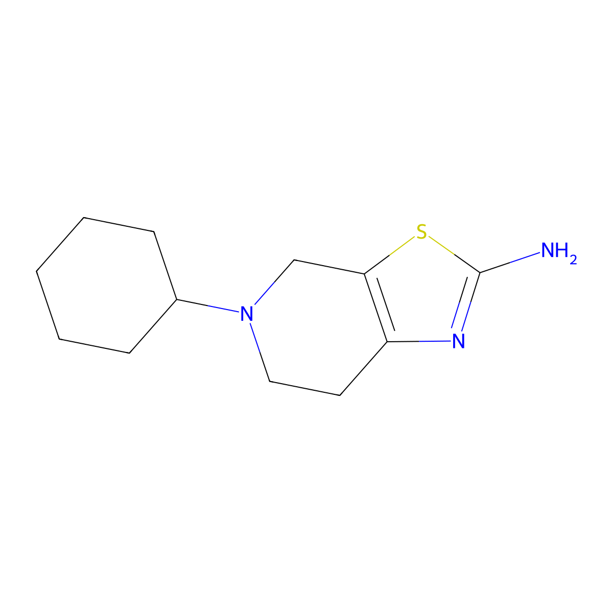 5-Cyclohexyl-4,5,6,7-tetrahydrothiazolo[5,4-c]pyridin-2-amine molecular structure, CAS 17899-54-6