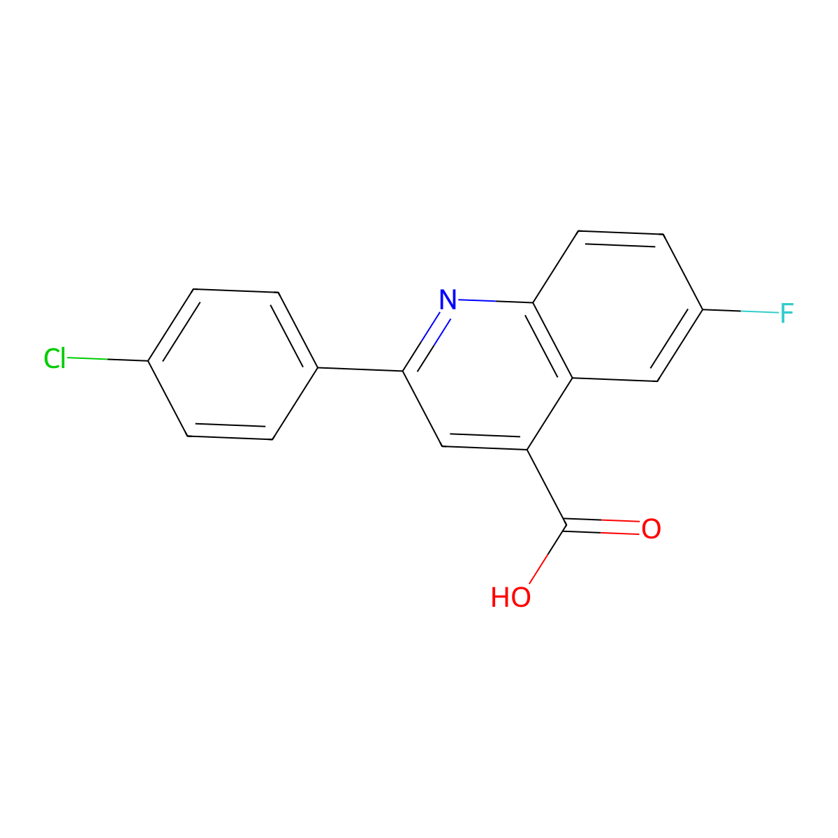 2-(4-Chlorophenyl)-6-fluoro-4-carboxyquinoline molecular structure, CAS 17900-11-7
