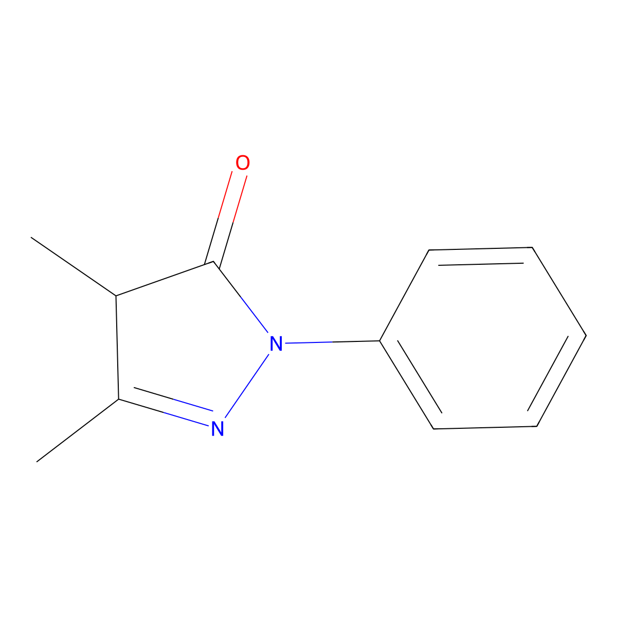 3,4-Dimethyl-1-phenyl-1H-pyrazol-5(4H)-one molecular structure, CAS 17900-68-4