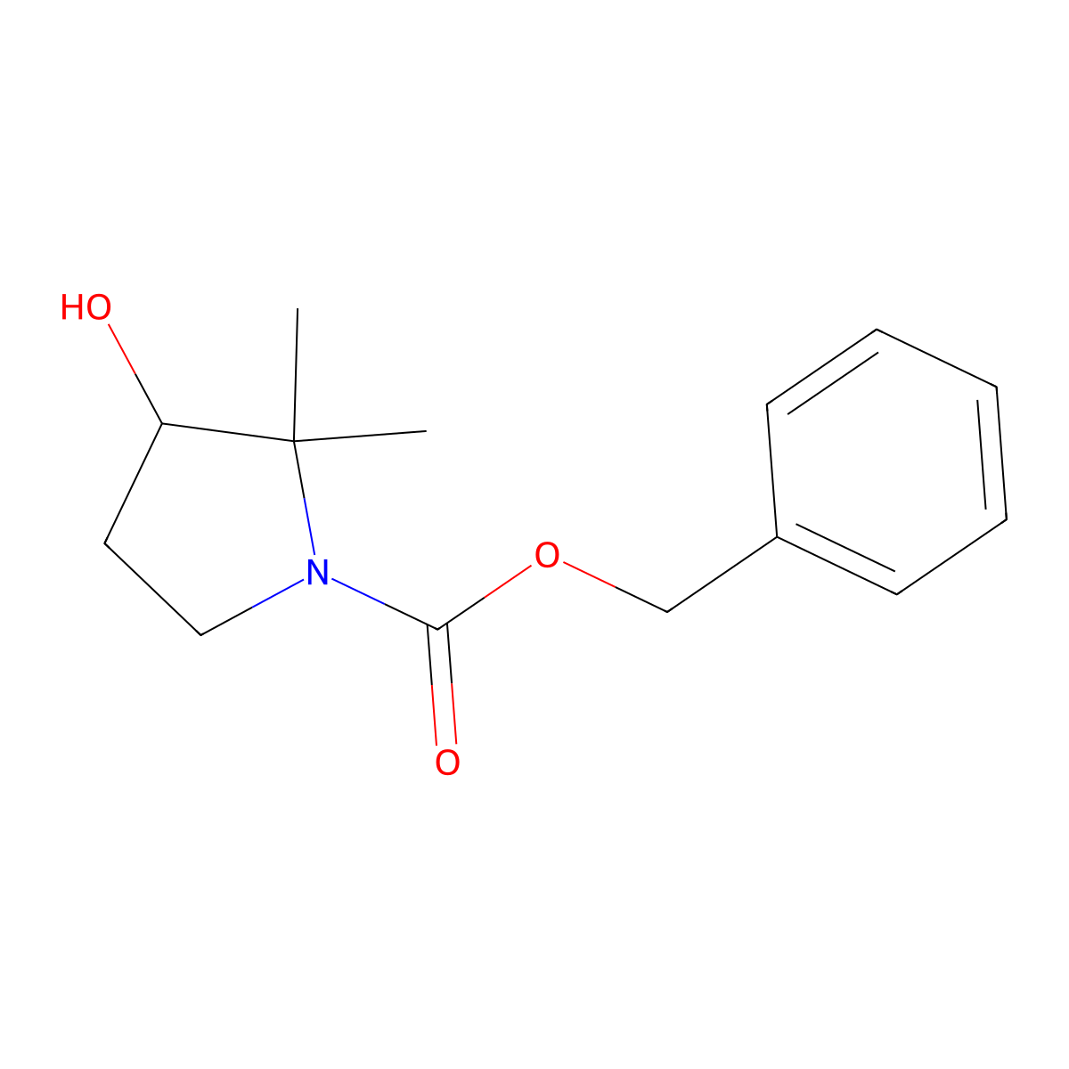 Benzyl 3-hydroxy-2,2-dimethylpyrrolidine-1-carboxylate molecular structure, CAS 1790012-17-7