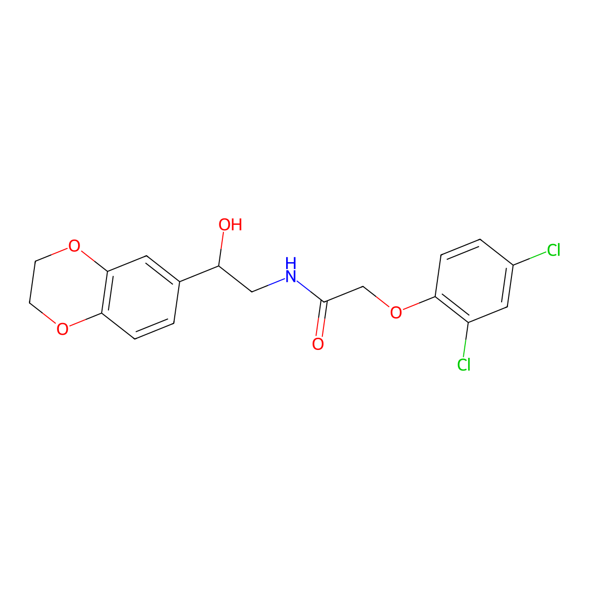 2-(2,4-dichlorophenoxy)-N-[2-(2,3-dihydro-1,4-benzodioxin-6-yl)-2-hydroxyethyl]acetamide molecular structure, CAS 1790037-23-8