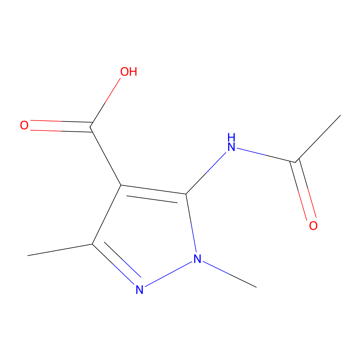 5-acetamido-1,3-dimethyl-1H-pyrazole-4-carboxylic acid molecular structure, CAS 1790071-20-3
