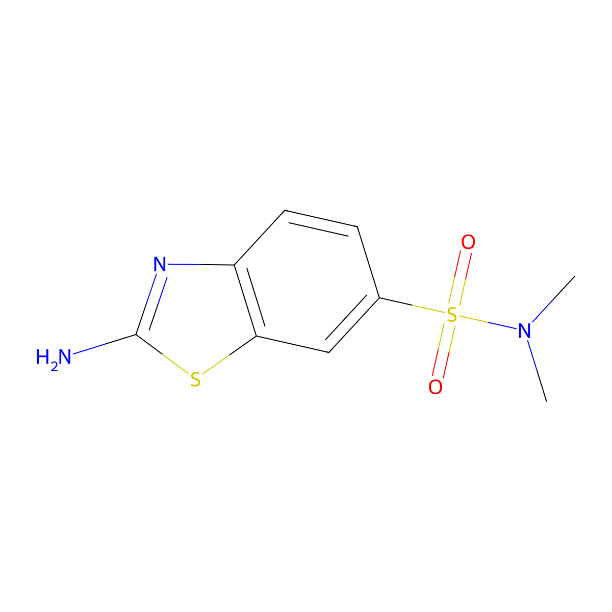 2-amino-N,N-dimethyl-1,3-benzothiazole-6-sulfonamide molecular structure, CAS 17901-13-2