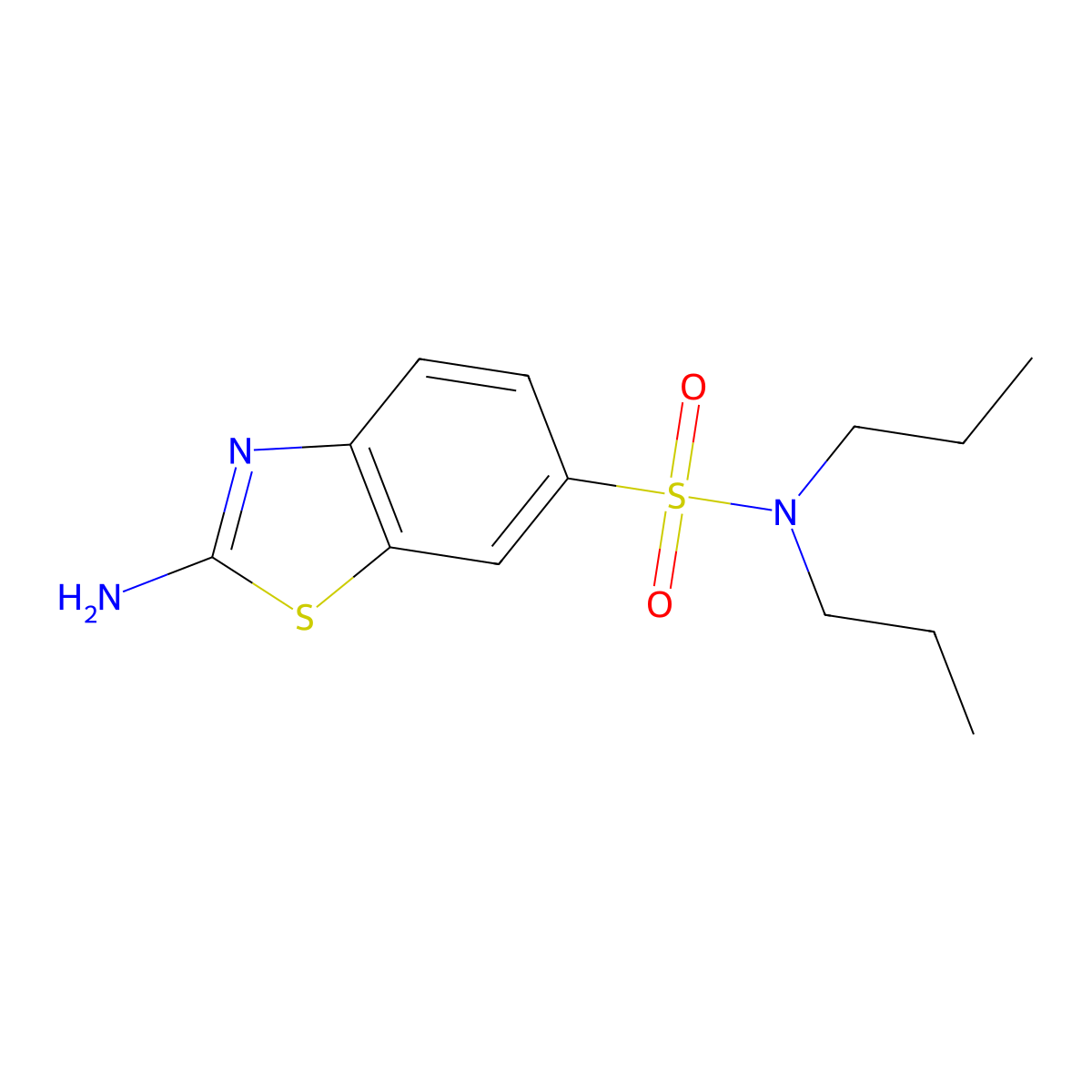 2-Amino-N,N-dipropyl-6-benzothiazolesulfonamide molecular structure, CAS 17901-15-4