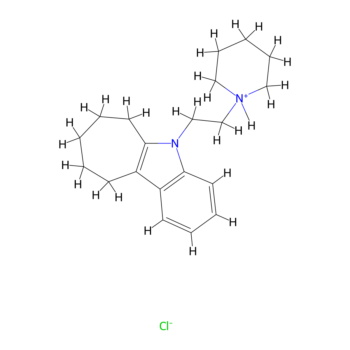 Cyclohept(b)indole, 5,6,7,8,9,10-hexahydro-5-(2-piperidinoethyl)-, monohydrochloride molecular structure, CAS 17901-74-5
