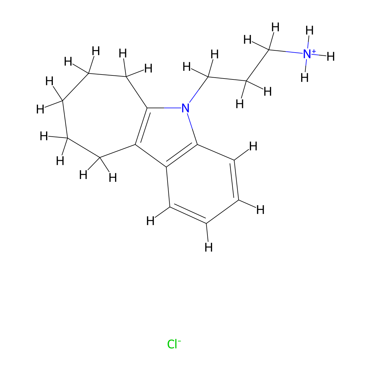 Cyclohept(b)indole, 5,6,7,8,9,10-hexahydro-5-(3-aminopropyl)-, monohydrochloride molecular structure, CAS 17901-78-9