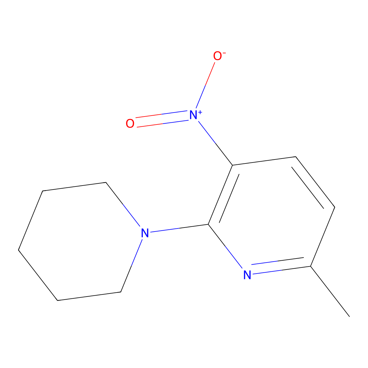 6-Methyl-3-nitro-2-(piperidin-1-yl)pyridine molecular structure, CAS 179010-39-0