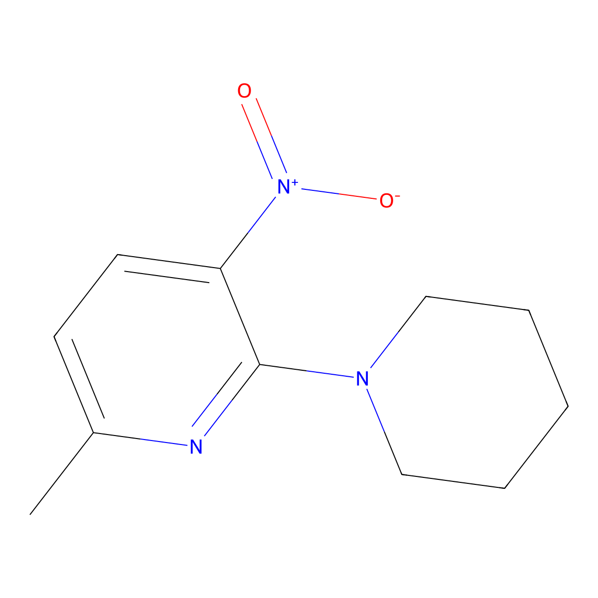 6-Methyl-3-nitro-2-(piperidin-1-yl)pyridine molecular structure, CAS 179010-39-0